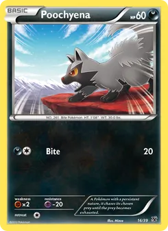 Poochyena — Kalos Starter Set #16, 2013. Illustrated by Mizue.