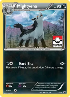 Mightyena — Kalos Starter Set #17, 2013. Illustrated by Mitsuhiro Arita.