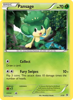 Pansage — Kalos Starter Set #2, 2013. Illustrated by Masakazu Fukuda.