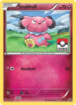 Snubbull — Kalos Starter Set #22, 2013. Illustrated by Naoki Saito.
