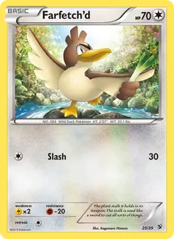 Farfetch'd — Kalos Starter Set #25, 2013. Illustrated by Kagemaru Himeno.