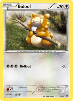 Bidoof — Kalos Starter Set #29, 2013. Illustrated by Kouki Saitou.