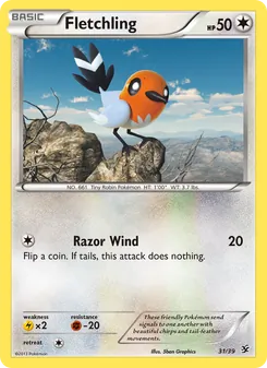Fletchling — Kalos Starter Set #31, 2013. Illustrated by 5ban Graphics.