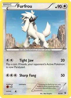 Furfrou — Kalos Starter Set #32, 2013. Illustrated by 5ban Graphics.