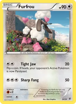 Furfrou — Kalos Starter Set #33, 2013. Illustrated by 5ban Graphics.