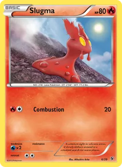 Slugma — Kalos Starter Set #6, 2013. Illustrated by Mitsuhiro Arita.