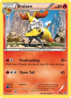 Braixen — Kalos Starter Set #9, 2013. Illustrated by 5ban Graphics.