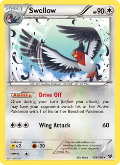 Swellow — XY #103, 2014. Illustrated by Mizue.