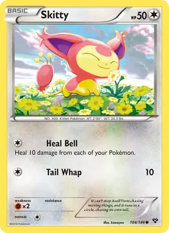 Skitty — XY #104, 2014. Illustrated by kawayoo.