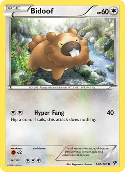Bidoof — XY #106, 2014. Illustrated by Kagemaru Himeno.