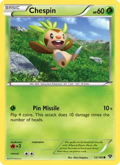 Chespin — XY #12, 2014. Illustrated by 5ban Graphics.
