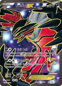 Yveltal EX — XY #144, 2014. Illustrated by 5ban Graphics.