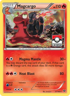 Magcargo — XY #21, 2014. Illustrated by kawayoo.