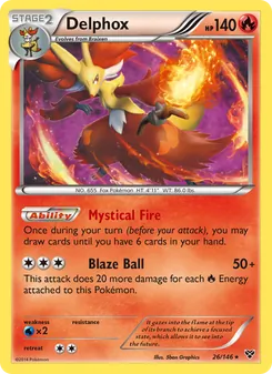 Delphox — XY #26, 2014. Illustrated by 5ban Graphics.