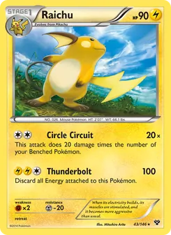 Raichu — XY #43, 2014. Illustrated by Mitsuhiro Arita.