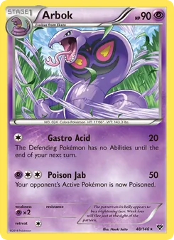 Arbok — XY #48, 2014. Illustrated by Naoki Saito.