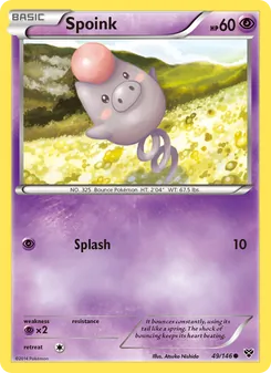Spoink — XY #49, 2014. Illustrated by Atsuko Nishida.