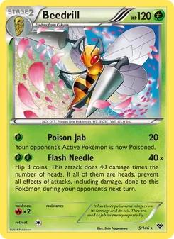 Beedrill — XY #5, 2014. Illustrated by Shin Nagasawa.