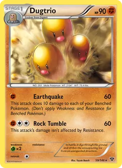 Dugtrio — XY #59, 2014. Illustrated by Toyste Beach.