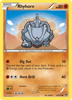 Rhyhorn — XY #60, 2014. Illustrated by MAHOU.