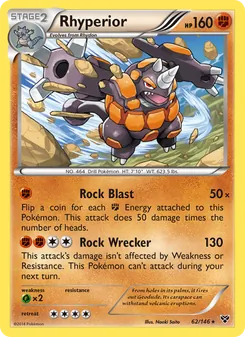 Rhyperior — XY #62, 2014. Illustrated by Naoki Saito.