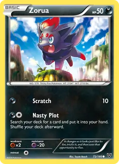 Zorua — XY #72, 2014. Illustrated by Toyste Beach.