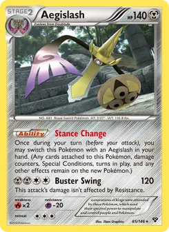 Aegislash — XY #85, 2014. Illustrated by 5ban Graphics.