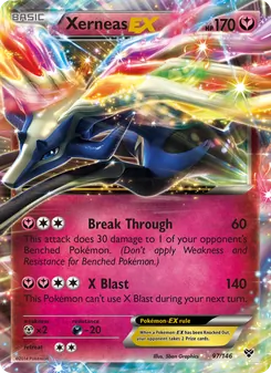 Xerneas EX — XY #97, 2014. Illustrated by 5ban Graphics.