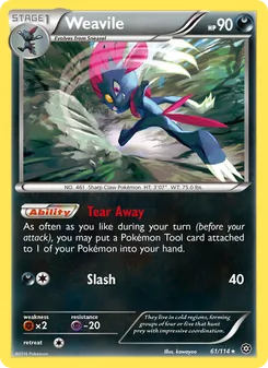Weavile — Steam Siege #61, 2016. Illustrated by kawayoo.