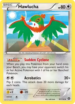 Hawlucha — Steam Siege #97, 2016. Illustrated by miki kudo.