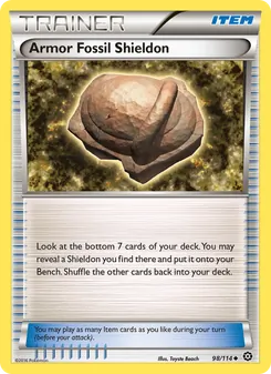 Armor Fossil Shieldon — Steam Siege #98, 2016. Illustrated by Toyste Beach.