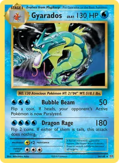 Gyarados — Evolutions #34, 2016. Illustrated by Mitsuhiro Arita.