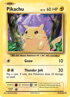 Pikachu — Evolutions #35, 2016. Illustrated by Mitsuhiro Arita.