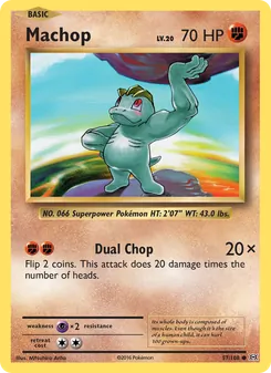 Machop — Evolutions #57, 2016. Illustrated by Mitsuhiro Arita.