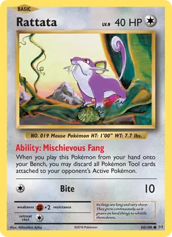 Rattata — Evolutions #66, 2016. Illustrated by Mitsuhiro Arita.
