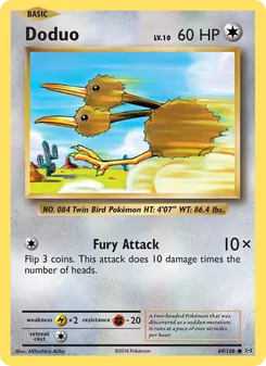 Doduo — Evolutions #69, 2016. Illustrated by Mitsuhiro Arita.