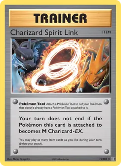 Charizard Spirit Link — Evolutions #75, 2016. Illustrated by 5ban Graphics.