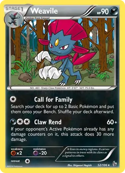 Weavile — Flashfire #52, 2014. Illustrated by Shigenori Negishi.