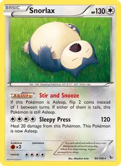 Snorlax — Flashfire #80, 2014. Illustrated by Mitsuhiro Arita.