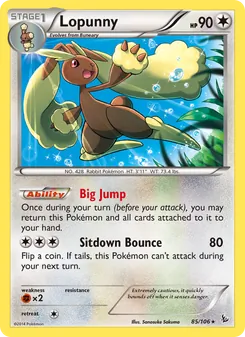 Lopunny — Flashfire #85, 2014. Illustrated by Sanosuke Sakuma.