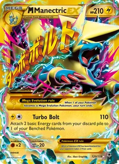 M Manectric EX — Phantom Forces #120, 2014. Illustrated by 5ban Graphics.