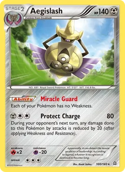 Aegislash — Primal Clash #100, 2015. Illustrated by Kouki Saitou.