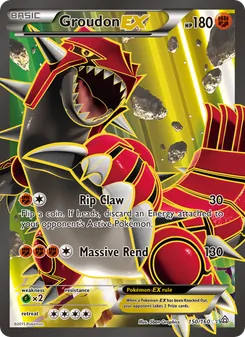 Groudon EX — Primal Clash #150, 2015. Illustrated by 5ban Graphics.