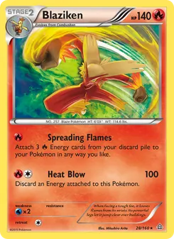 Blaziken — Primal Clash #28, 2015. Illustrated by Mitsuhiro Arita.