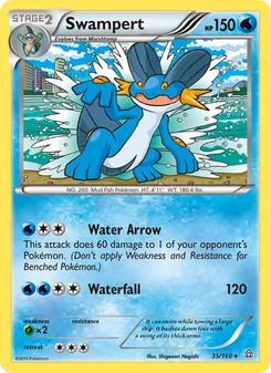 Swampert — Primal Clash #35, 2015. Illustrated by Shigenori Negishi.