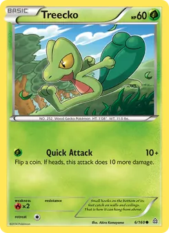 Treecko — Primal Clash #6, 2015. Illustrated by Akira Komayama.