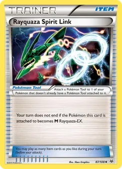 Rayquaza Spirit Link — Roaring Skies #87, 2015. Illustrated by 5ban Graphics.