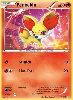 Fennekin — XY Black Star Promos #XY02, 2013. Illustrated by 5ban Graphics.