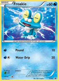Froakie — XY Black Star Promos #XY03, 2013. Illustrated by 5ban Graphics.