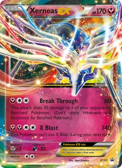 Xerneas EX — XY Black Star Promos #XY07, 2013. Illustrated by 5ban Graphics.